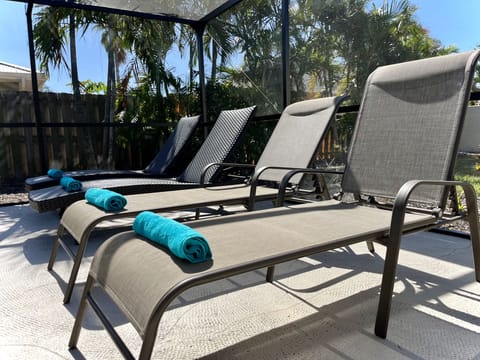 Lounge chairs by the pool