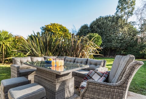 The garden seating area is perfect for al fresco dining
