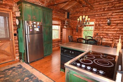 Kitchen and dining room at River's Bend Cabin