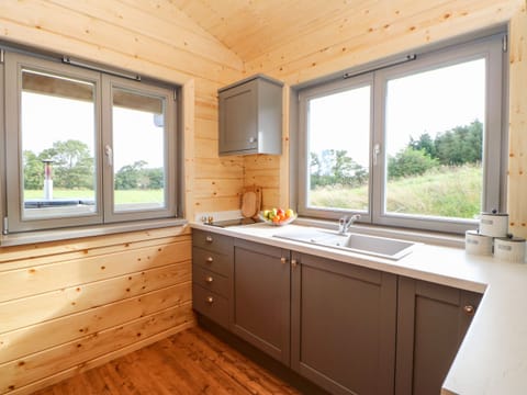 Fridge, electric kettle, toaster, cookware/dishes/utensils