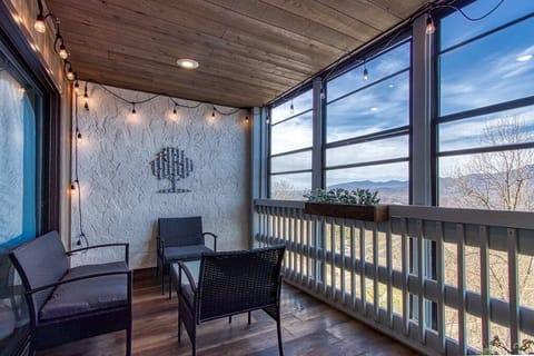 Big Sky's cozy enclosed balcony