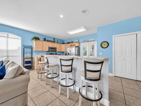 Open Kitchen Area With Bar Stools, Great For Entertaining