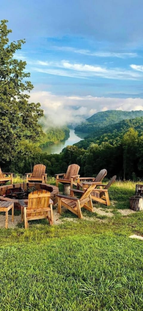 Fire Pit w/ Adirondack chairs - shared space.