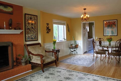 Living area with fireplace