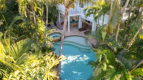 Large private pool and spa with waterfall
