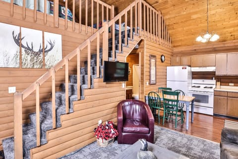 Beautiful staircase leading to the loft overlooking living/room