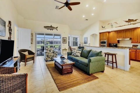 Living room and Kitchen. Master on one side and other two bedrooms on the other