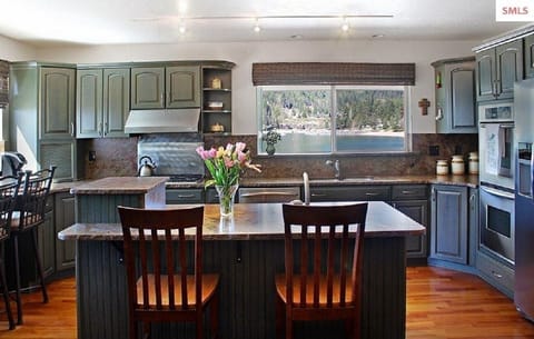 Sit at the island...