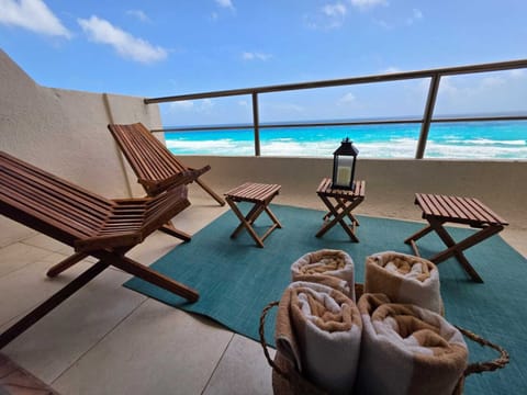 Balcony with chairs and gorgeous ocean view