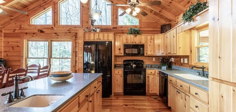 Fully stocked kitchen with plenty of light!