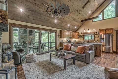 First floor open concept living area layout.