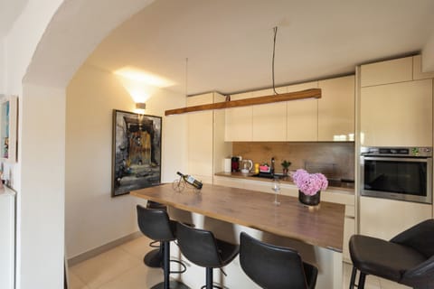 Apartment (A1) | Private kitchen | Fridge, microwave, oven, stovetop