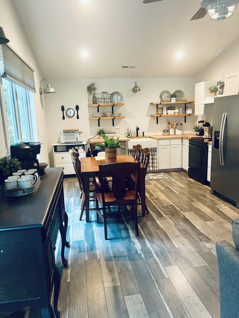 Full size kitchen and generous eating area