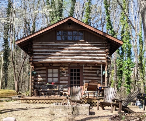 Front view with firepit front and center.