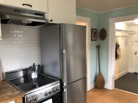 Step down from kitchen to mud room.