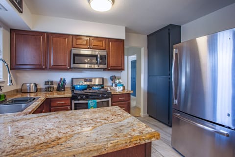 Fully stock kitchen great for longer stay.