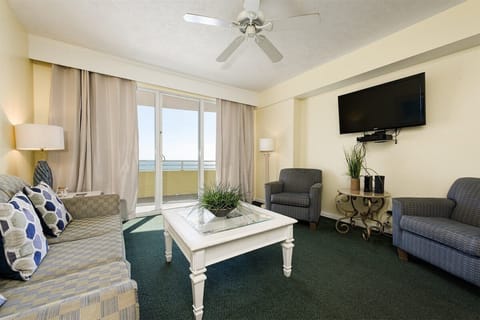 Living room with ocean front balcony