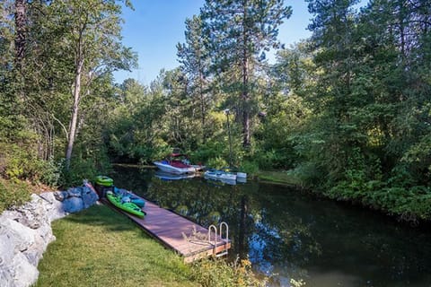 Our private 30' Dock on the channel inlet leading to the Lake. The inlet water will sometimes appear murky.
