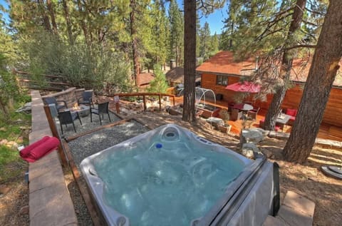 Hot tub, fire pit, and the outside furniture