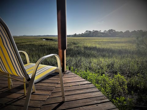 Lower Deck.  Sits just feet from the marsh. Perfect spot for morning coffee.