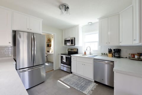 Updated kitchen with stainless steel appliances
