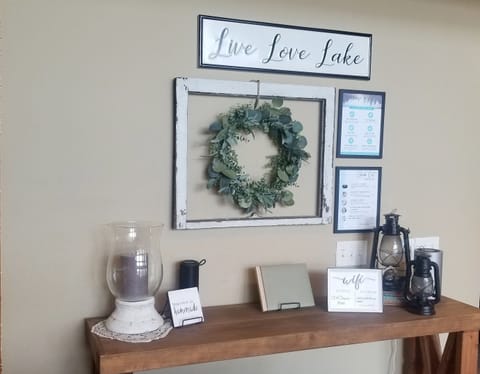 Entry way Table with guest book and instructions