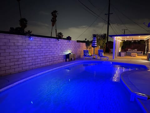 Pool at night with cool lighting 