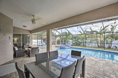 The Lanai looks out to the private backyard, SPA and Pool.