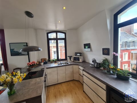 Elite Apartment, Ensuite, City View (Le phare Dieppois) | Shared kitchen | Highchair