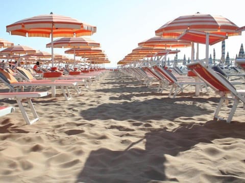 Beach nearby, sun loungers, beach umbrellas, beach bar