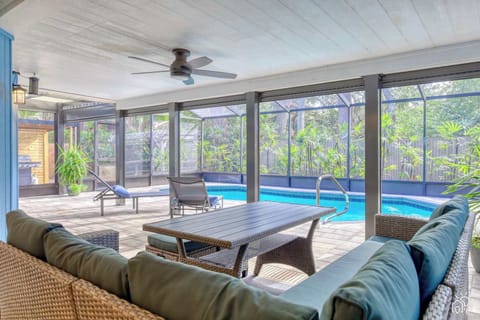 The perfect spot for outdoor meals and socializing, complete with cozy seating