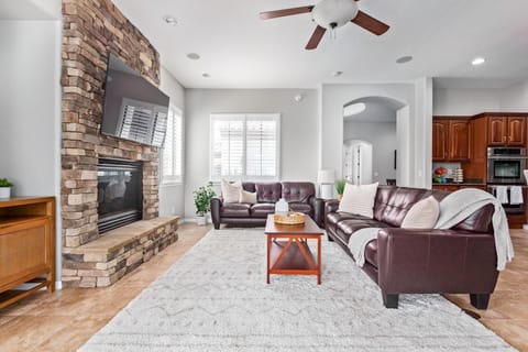 Family room with Fireplace and 65" HDTV