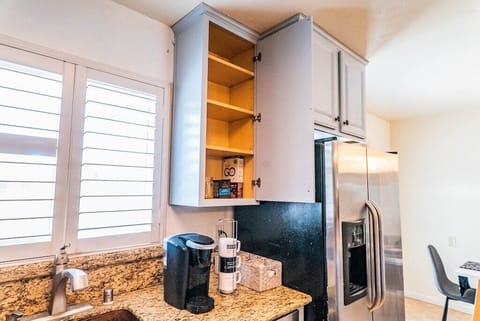 Kitchen comes with everything that you need: pots, pans, cookware and many more.