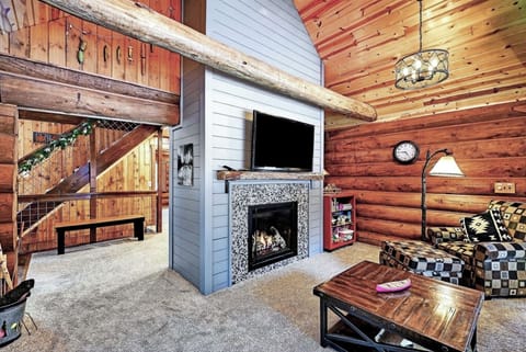 Main floor lodge living room with views kitchen - gathering - dining areas