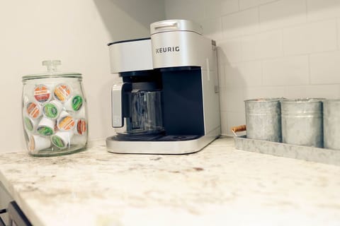 K-cup and ground coffee as well as an assortment of teas provided.