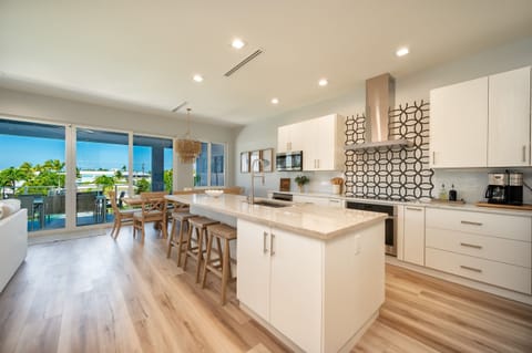 Walk outside to upstairs balcony