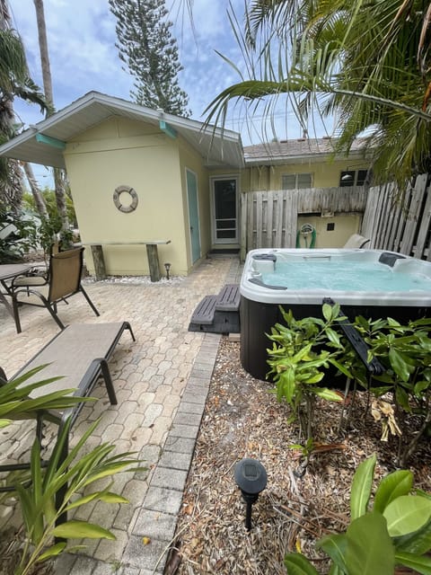 Private hot tub with outdoor shower