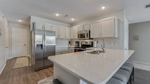 Spacious kitchen with additional counter seating
