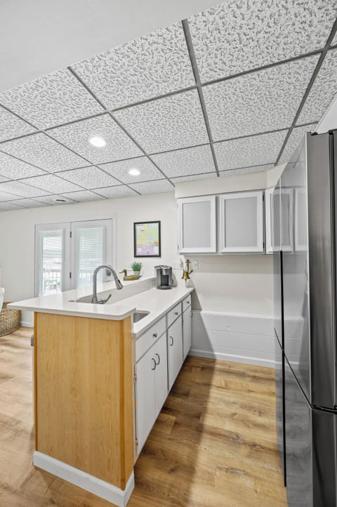 Downstairs Bar with a second Coffee Maker and Full Refrigerator