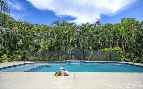 Private backyard, Large Pool with fully fenced backyard.