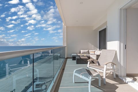 the patio is long with wide open views