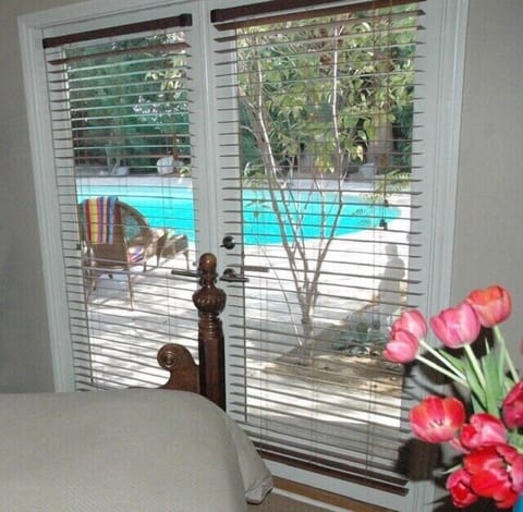 Pool Patio View from Queen size bed