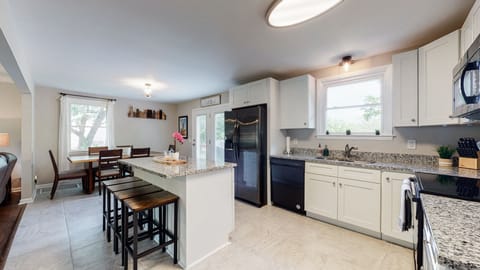 Fully equipped with your needed cooking appliances, pot, pans and dinnerware.