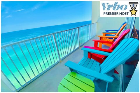 Wake up to amazing million dollar gulf views, have a seat in our rainbow chairs!
