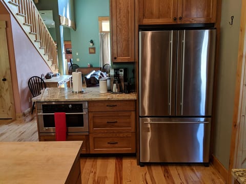 Large refrigerator, built in microwave