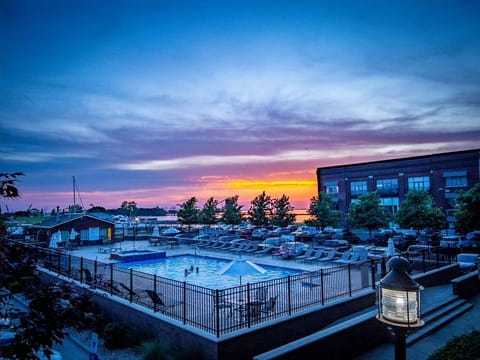 Beautiful sunset views from our private, covered balcony