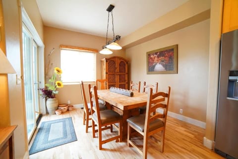 The dining table is perfect for group meals, games, or conversation.