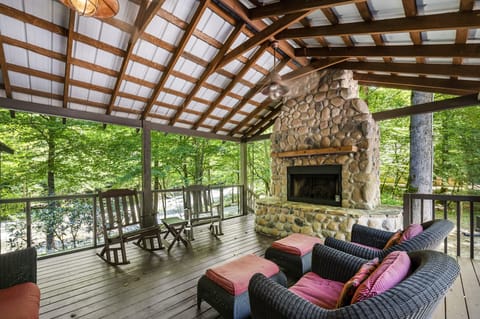 River Lodge Outdoor Fireplace