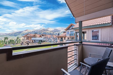 Enjoy endless mountain views from the balcony.