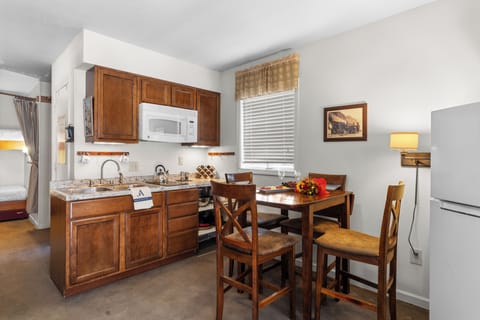 Kitchen stocked with essentials.